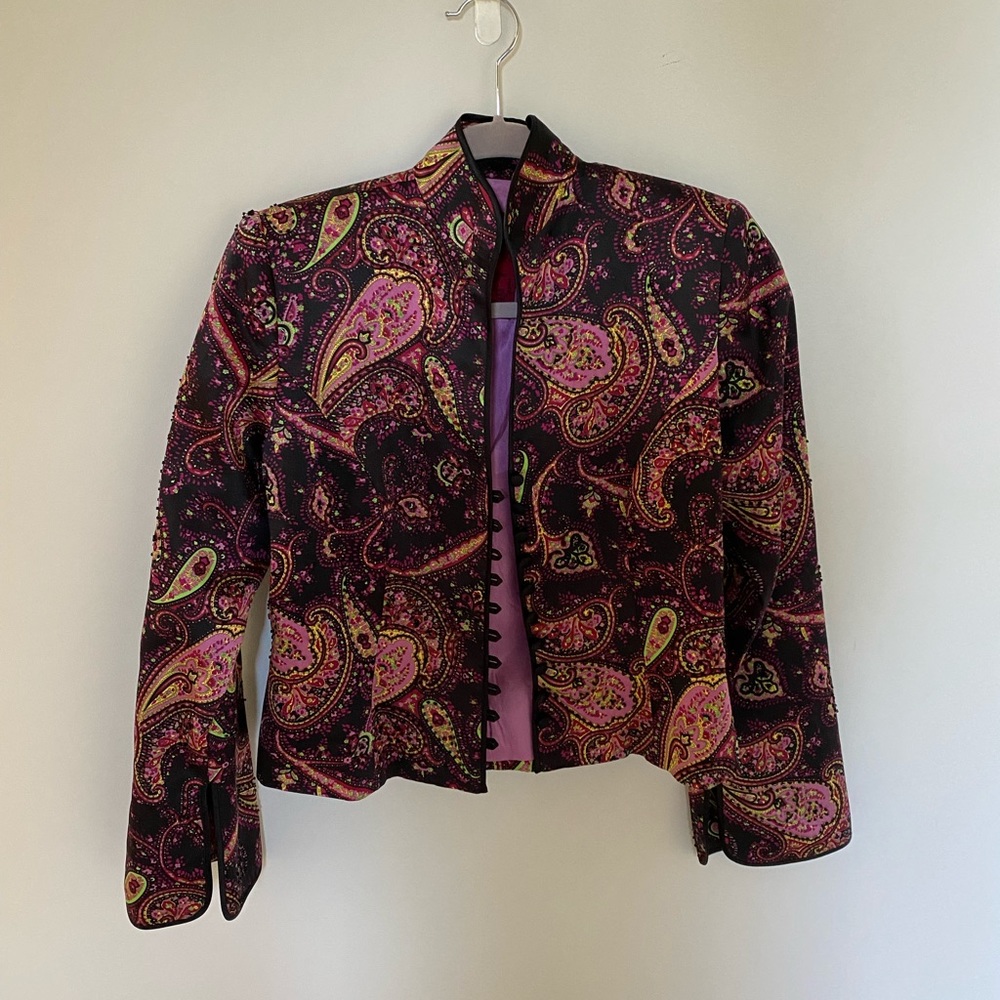 Cocktail jacket silk and beads